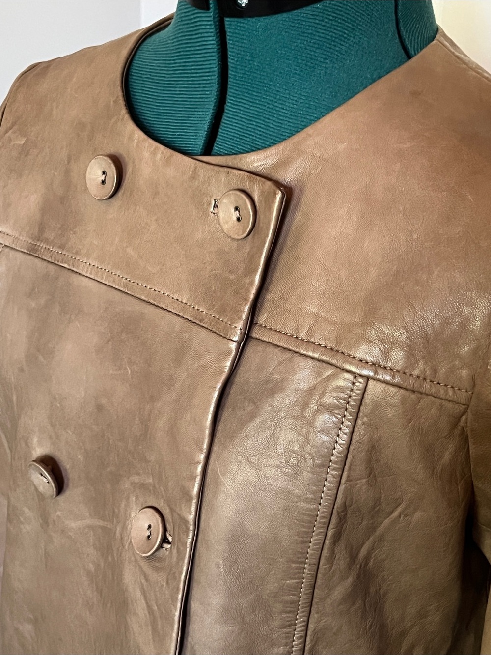Banana Republic Tan Leather Jacket, M - Picture 4 of 10
